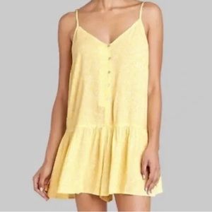 Wild Fable Sleeveless Button Front Romper Yellow